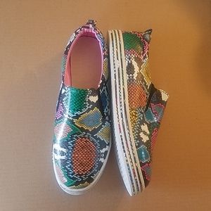 Multi Colored Snake Skin Printed Sneakers